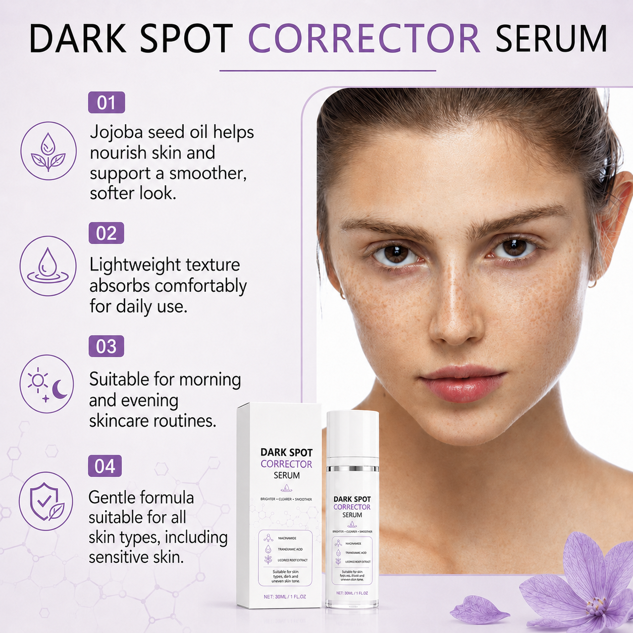 🔥Limited Time Offer🔥Advanced Dark Spot Corrector Serum -Multi-Correction Brightening Formulafor Sun Spots, Age Spots, and Melasma