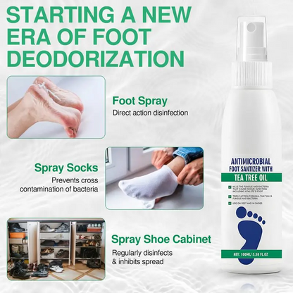 Tea Tree Oil Foot Spray - Plantar Moisturizing Deodorant for Odor Control & Dry Feet Care, Natural Foot Sanitizer with Antifungal Properties,Ximonth Clear Foot Sanitizer Spray,for Foot & Shoe Freshness