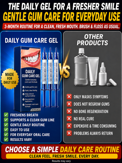 ✨ Daily Gum Care Gel — Infused with Hyaluronic Acid, Coenzyme Q10 & Botanical Extracts | Gentle Gumline Care for a Fresh, Clean Feel 🦷
